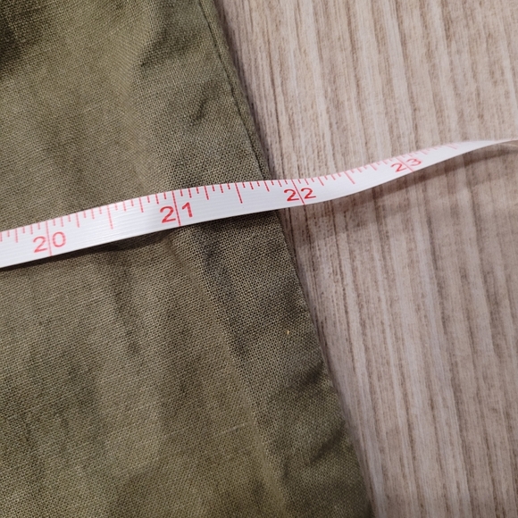 Uniqlo High-waist Wide-Leg Mobster Flatter Linen Cotton Army Green Pants S 26-27 - Picture 6 of 9